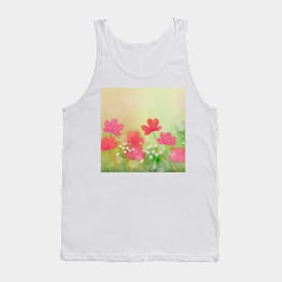 Green Pink Flowers Art Tank Top